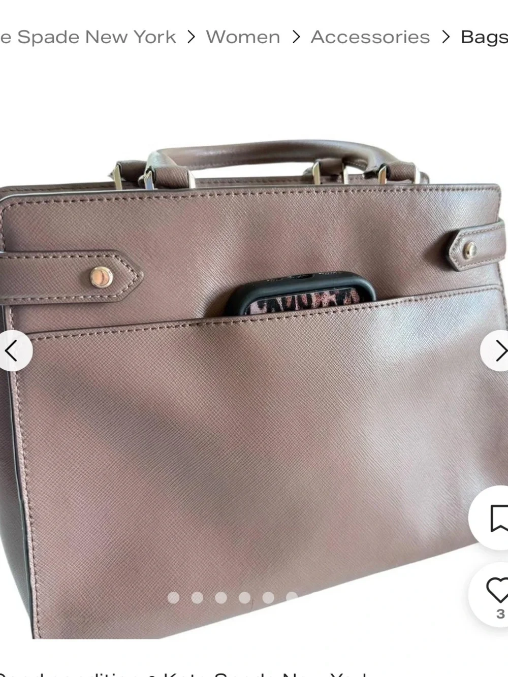 kate spade Mauve Leather Top-Handle and Crossbody Satchel NWOT